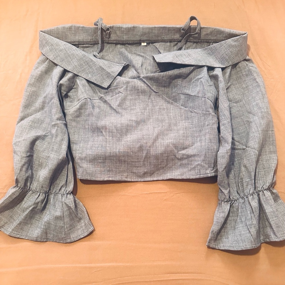 Off-Shoulder Gray Blouse